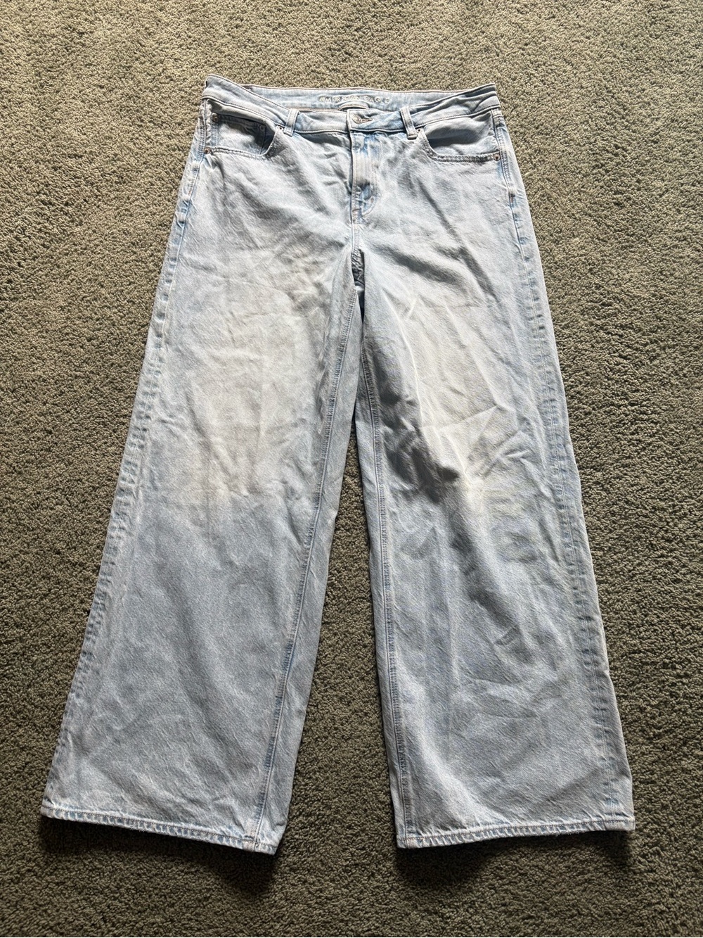American Eagle Low Rise Baggy Wide Leg Jeans Womens Size 12 Organic Cotton